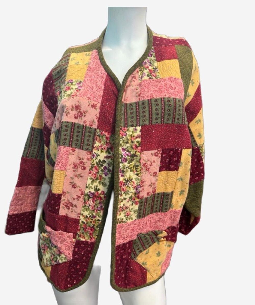 Quilted Women’s Jacket Size Large Handmade Cottage Core Boho Granny Core
